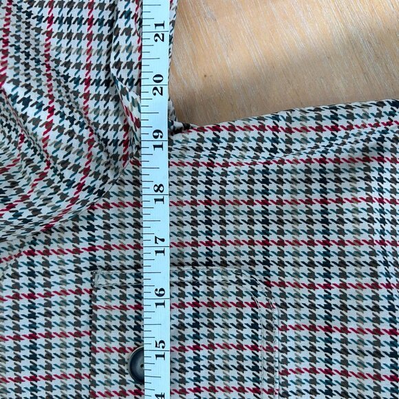 CAbi Jacket Small Red Sherlock Houndstooth Plaid Button Front Chore Coat Pockets - Picture 11 of 13